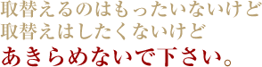 取替えるのはもったいないけど取替えはしたくないけどあきらめないで下さい。